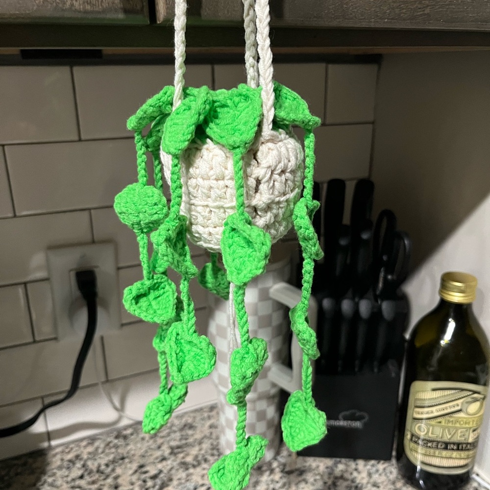 Green Leaf Crochet Plant Hanger